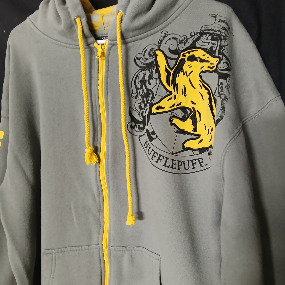 Gray Hufflepuff Hoodie with Yellow Accents